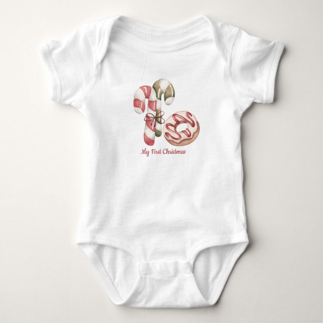 My First Christmas Doughnut Baby Bodysuit (Front)