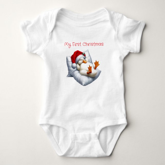 My First Christmas Duck Baby Bodysuit (Front)
