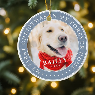 My First Christmas Forever Home Modern Pet Photo Ceramic Tree Decoration