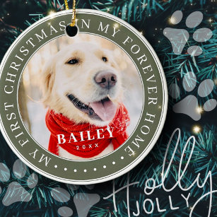 My First Christmas Forever Home Modern Pet Photo Ceramic Tree Decoration