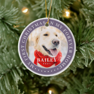 My First Christmas Forever Home Modern Pet Photo Ceramic Tree Decoration