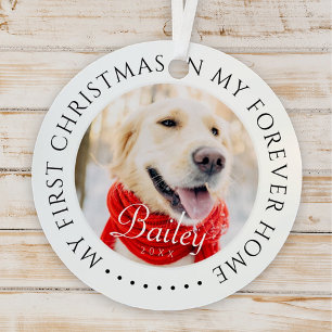 My First Christmas Forever Home Modern Pet Photo Metal Tree Decoration