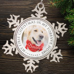 My First Christmas Forever Home Modern Pet Photo Snowflake Pewter Christmas Ornament<br><div class="desc">This simple and classic design is composed of serif typography and add a custom photo. "My First Christmas in my forever home" encircles the custom photo.</div>