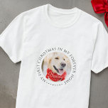 My First Christmas Forever Home Modern Pet Photo T-Shirt<br><div class="desc">This simple and classic design is composed of serif typography and add a custom photo. "My First Christmas in my forever home" encircles the custom photo.</div>