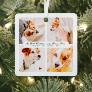 My First Christmas Forever Home Modern Pet Photos Metal Tree Decoration