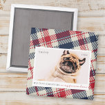 My First Christmas Forever Home Plaid Pet Photo Magnet<br><div class="desc">This simple and classic design is composed of serif typography and add a custom pet photo. "My First Christmas in my forever home" adorns the design.</div>