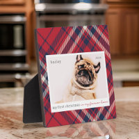 My First Christmas Forever Home Plaid Pet Photo