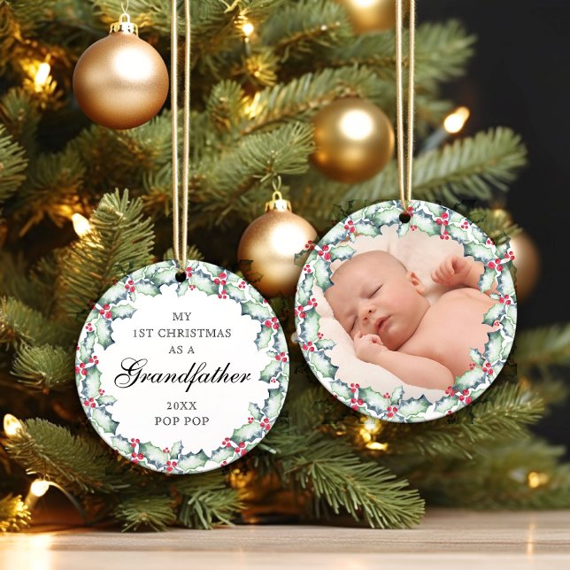 My First Christmas-Grandfather, Photo Keepsake Ceramic Tree Decoration (Creator Uploaded)