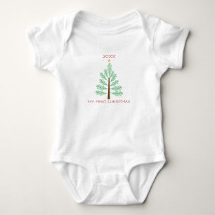 My First Christmas Holiday Tree Baby Bodysuit