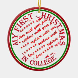 My First Christmas In College Photo Frame Ceramic Tree Decoration