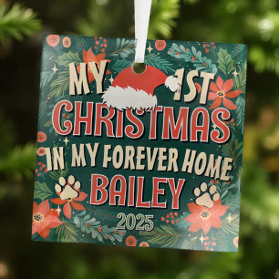 My First Christmas in my Forever Home Bold Wreath Glass Tree Decoration