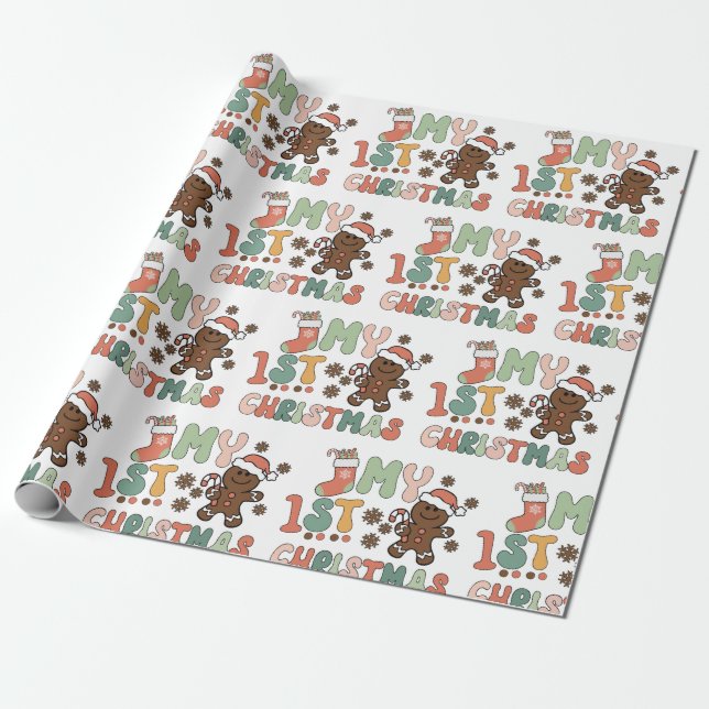 My First Christmas Merry Christmas Wrapping Paper (Unrolled)