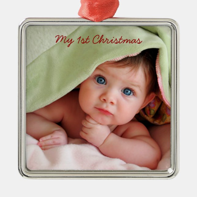 My First Christmas Metal Photo Ornament (Front)