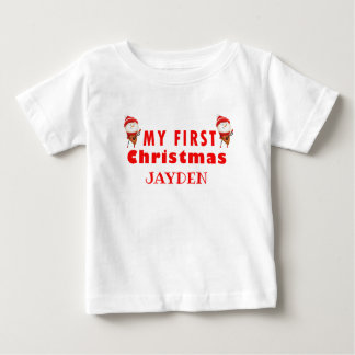 My First Christmas | Name Boy's Baby T-Shirt