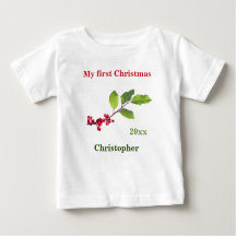 My first Christmas name date holly berry T-Shirt