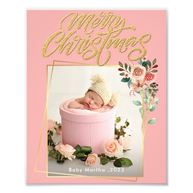 My First Christmas Name Year Baby Photo poster (Front)