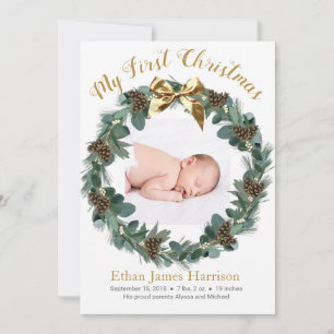 My First Christmas New Baby Annoucement Holiday Card