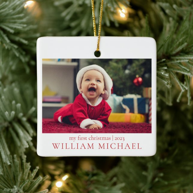 My First Christmas New Baby Photo Ceramic Ornament (Tree)