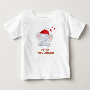 My first Christmas new born babies- Santa elephant Baby T-Shirt