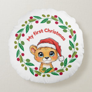 My first Christmas Ornament Round Cushion