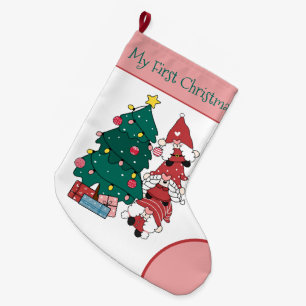 My First Christmas Personalised Gnomes  Large Christmas Stocking