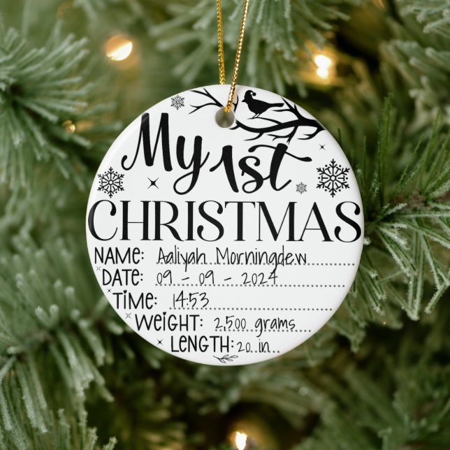 My First Christmas Personalised Name Date Time Ceramic Tree Decoration (Tree)