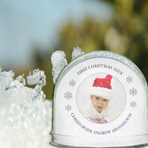 My First Christmas Personalized Baby Photo Snowglobe