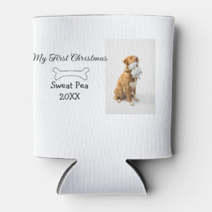 My first Christmas pet animal photo name year bone Can Cooler