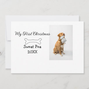My first Christmas pet animal photo name year bone Invitation