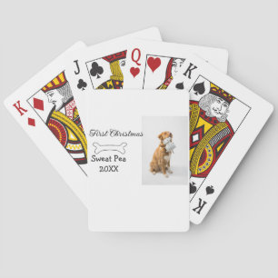 My first Christmas pet animal photo name year bone Playing Cards