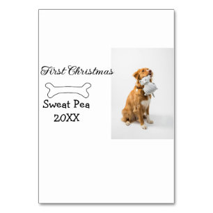My first Christmas pet animal photo name year bone Table Number