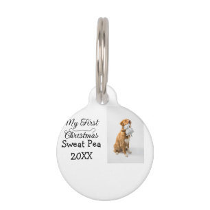 My first Christmas pet animal photo name year bone Tag