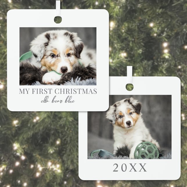 My First Christmas Pet Dog Photo Metal Tree Decoration (My First Christmas Pet Dog Photo Metal Ornament )