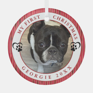 My First Christmas Pet Photo Glass Tree Decoration