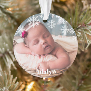 My First Christmas Photo Baby Girl Pink Ornament