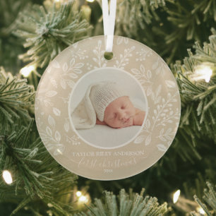 My First Christmas Photo Ivory Glass Tree Decoration