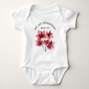 My First Christmas Poinsettia - Baby Name  Bodysuit