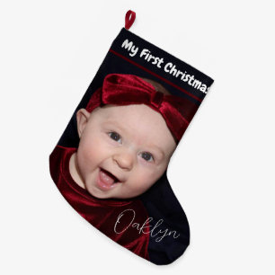 My First Christmas Portrait of Baby Large Christmas Stocking