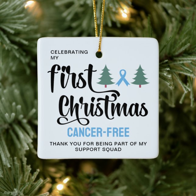 MY FIRST CHRISTMAS Prostate Cancer-Free Thank You Ceramic Ornament (Tree)