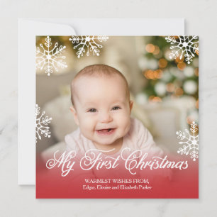 My First Christmas Red Gradient Square Holiday Card