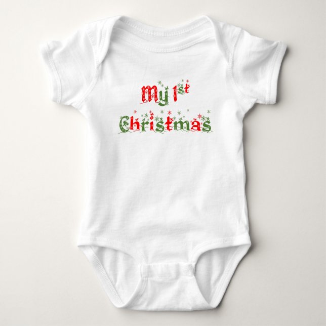 My First Christmas Romper Baby Bodysuit (Front)