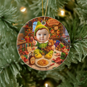 My First Christmas Santas Little Helper Photo Ceramic Tree Decoration