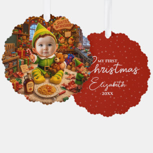 My First Christmas Santas Little Helper Photo Tree Decoration Card