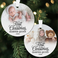 My First Christmas Script New Baby Photo