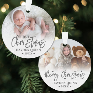 My First Christmas Script New Baby Photo Ornament