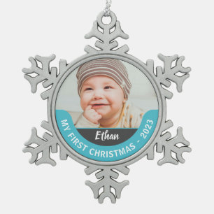 My First Christmas Snowflake Framed Ornament - Boy