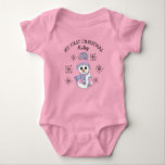 My First Christmas Snowman Snowflakes Baby Tee<br><div class="desc">Add your baby's name to this personalised My First Christmas pink and blue Snowman and Snowflakes Baby Tee</div>