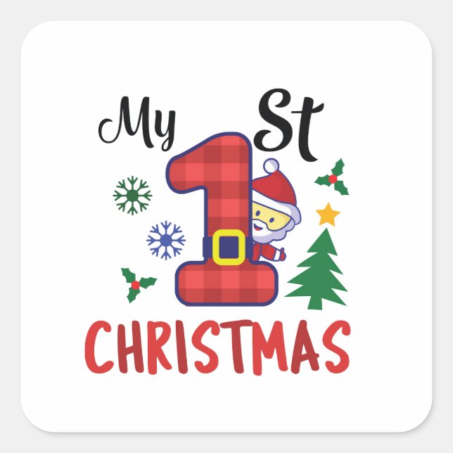 My first Christmas Square Sticker (Front)