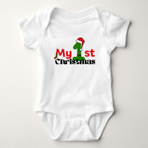My First Christmas Text Red and Green Festive Gift Baby Bodysuit