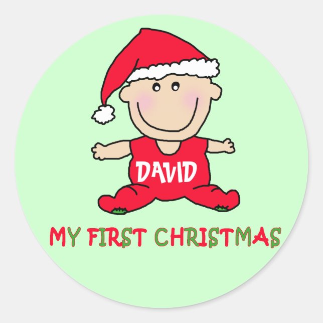 My First Christmas Tshirt to Customise Classic Round Sticker (Front)